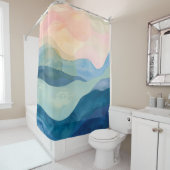 Minimalistischer Duschvorhang im Aquarelldesign (Beispiel)