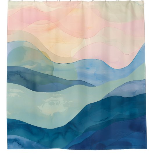 Minimalistischer Duschvorhang im Aquarelldesign (Vorderseite)