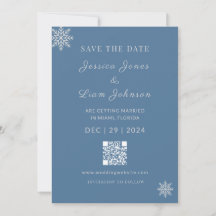 Minimalistischer Dusty Blue Silver Winter WeddingQ