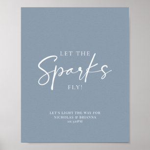 Minimalistischer Dusty Blue Wedding Sparkler Absen Poster