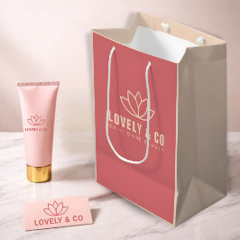 Minimalistischer Dusty Rose- und Elfenbein-Salon-S Mittlere Geschenktüte