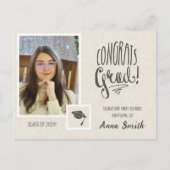 Minimalistischer Earthtone-Abschluss Postcard Ankündigungspostkarte (Vorderseite)