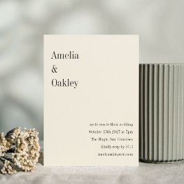 Minimalistischer Ecru Black Elegante Chic Moderne  Einladung