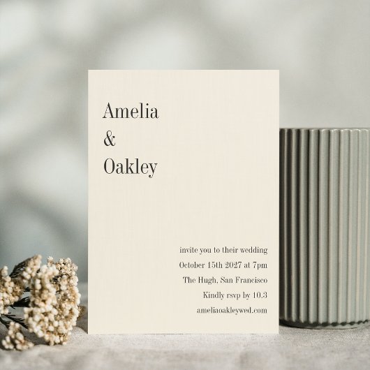Minimalistischer Ecru Black Elegante Chic Moderne Einladung