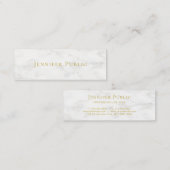 Minimalistischer, edler Goldname Weißer Marmor Mini Visitenkarte (Vorne/Hinten)