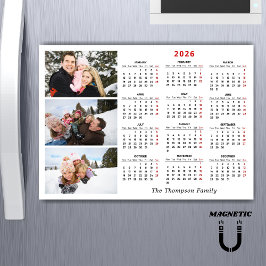 Minimalistischer einfacher 2026-Kalender Ein Foto- Magnetkarte
