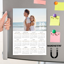 Minimalistischer einfacher 2026er Kalender-Foto-Ma Magnetkarte