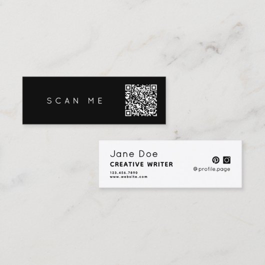 Minimalistischer einfacher beruflicher QR-Code Mini Visitenkarte (Vorne/Hinten)