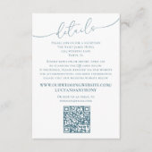 Minimalistischer einfacher Blue Wedding Details QR Begleitkarte (Vorderseite)
