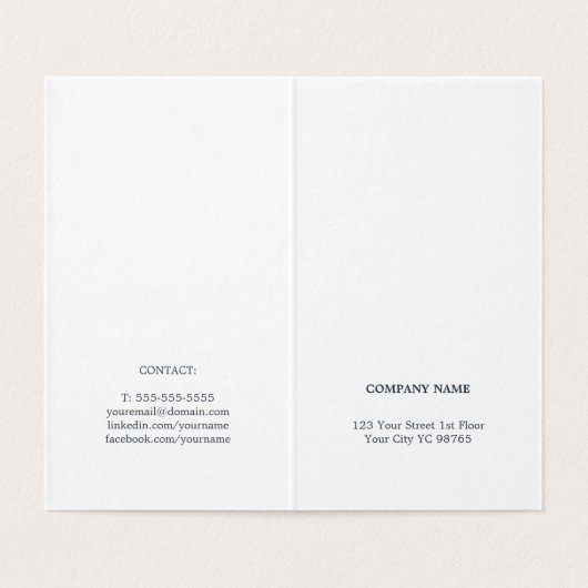 Minimalistischer einfacher eleganter blauer weißer visitenkarten (Innenseite Aufgefaltet)