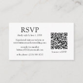 Minimalistischer einfacher QR-Code-Hochzeit-RSVP Begleitkarte (Vorderseite)