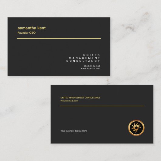 Minimalistischer einfacher schlichter schwarzer visitenkarte (Vorne/Hinten)