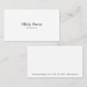 Minimalistischer, einfacher Schwarz-weißer Reinrau Visitenkarte (Vorne/Hinten)