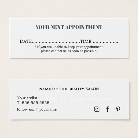 Minimalistischer, einfacher Schwarz-weißer Schönhe (Vorne & Hinten)