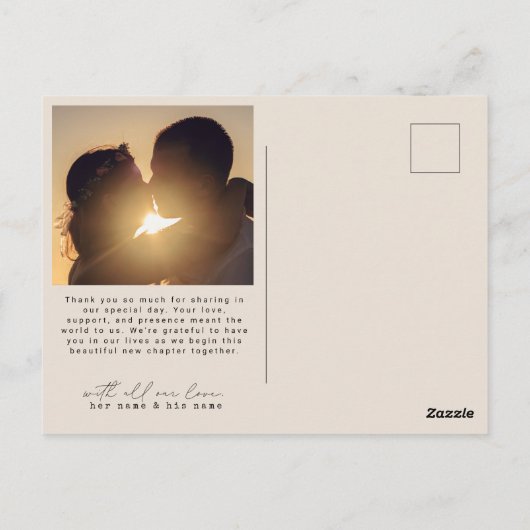 Minimalistischer einfacher Script-Herz-Hochzeitsti Postkarte (Rückseite)