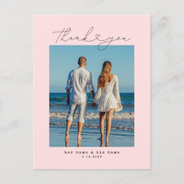 Minimalistischer einfacher Script-Herz-Hochzeitsti Postkarte