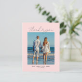 Minimalistischer einfacher Script-Herz-Hochzeitsti Postkarte (Stehend Vorderseite)