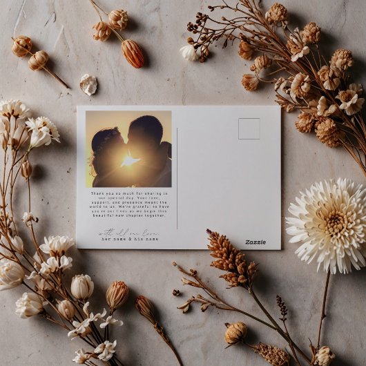 Minimalistischer einfacher Script-Herz-Hochzeitsti Postkarte