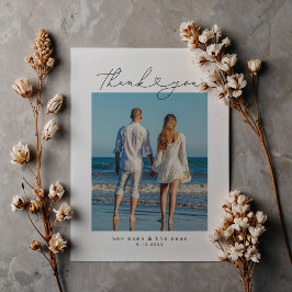 Minimalistischer einfacher Script-Herz-Hochzeitsti Postkarte