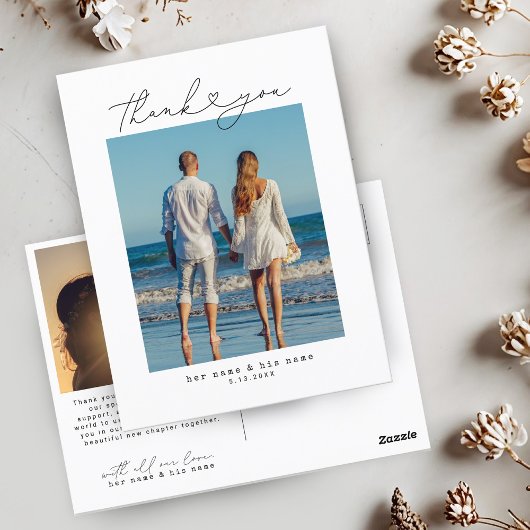 Minimalistischer einfacher Script-Herz-Hochzeitsti Postkarte