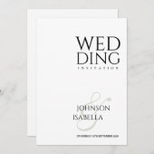 Minimalistischer einfacher Text nur Hochzeitseinla Einladung (Vorne/Hinten)