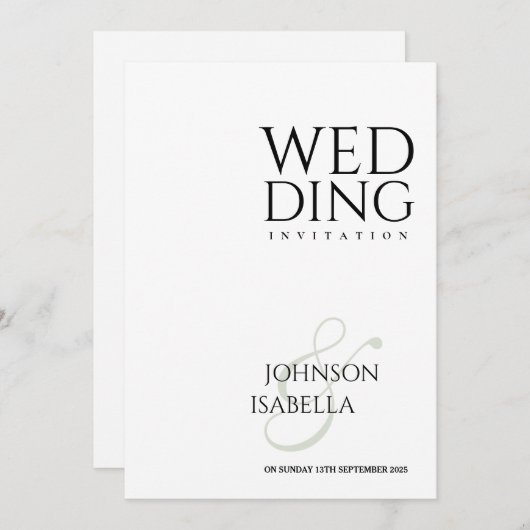 Minimalistischer einfacher Text nur Hochzeitseinla Einladung (Vorne/Hinten)