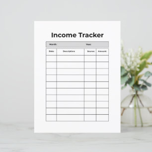 Minimalistischer Einkommens-Tracker   Druckbares F