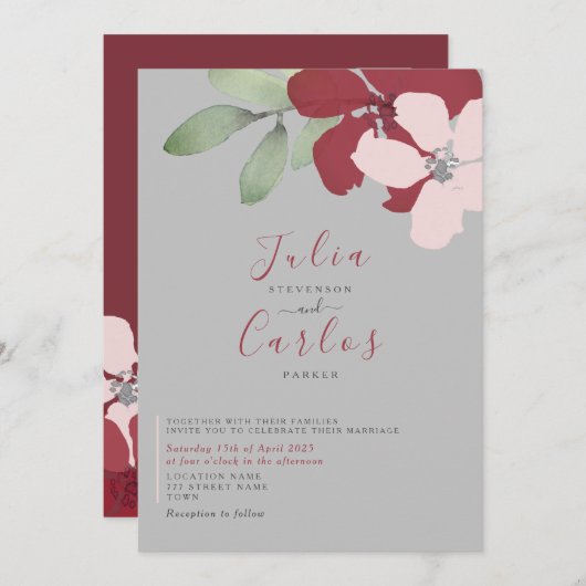 Minimalistischer Einladungen für die Blumenzwiebel (Vorne/Hinten)