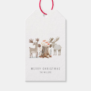 Minimalistischer Elche Frohe Weihnachten Geschenkanhänger
