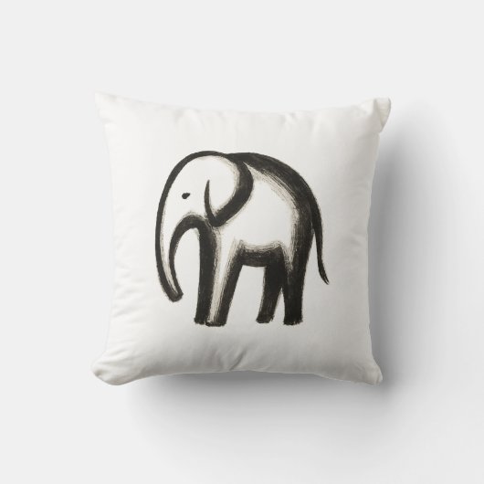 Minimalistischer Elefant - Fettfarbiges Tierdesign Kissen (Vorderseite)