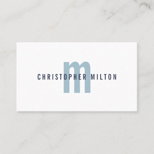 Minimalistischer Elegant Dark Blue Monogram Consul Visitenkarte (Vorderseite)