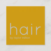 Minimalistischer Elegant Gelber Grauer Haar Stylis Quadratische Visitenkarte (Vorderseite)