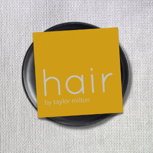 Minimalistischer Elegant Gelber Grauer Haar Stylis Quadratische Visitenkarte