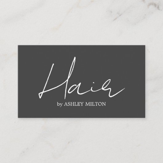 Minimalistischer Elegant Grauer Friseursalon Visitenkarte (Vorderseite)