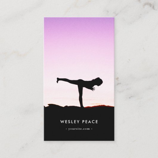 Minimalistischer Elegant-Yoga-Qr-Code Visitenkarte (Vorderseite)