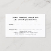 Minimalistischer eleganter Beige Blue Salon Empfehlungskarte (Rückseite)