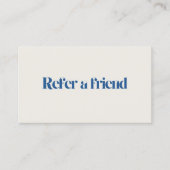 Minimalistischer eleganter Beige Blue Salon Empfehlungskarte (Vorderseite)