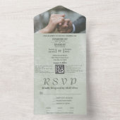 Minimalistischer Eleganter, blass Sage Green Celad All In One Einladung (Innen Boden)