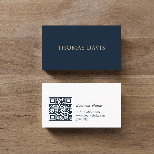 Minimalistischer eleganter blauer QR-Code-Berater Visitenkarte
