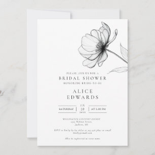 Minimalistischer, eleganter Blumen-Photo-QR-Code-J Einladung