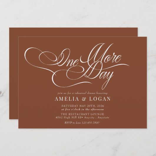 Minimalistischer Eleganter Chic | Abendessen Probe Einladung (Vorne/Hinten)