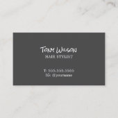 Minimalistischer eleganter dunkelgrauer Friseur Visitenkarte (Vorderseite)
