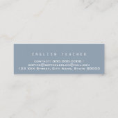 Minimalistischer Eleganter Englischlehrer Dusty Bl Mini Visitenkarte (Rückseite)