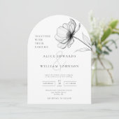 Minimalistischer eleganter, floraler Hochzeitsplat Einladung (Stehend Vorderseite)