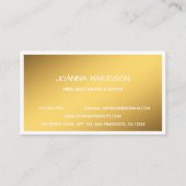 Minimalistischer, eleganter Gold Edge Writer Edito Visitenkarte (Vorderseite)