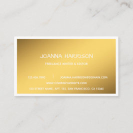 Minimalistischer, eleganter Gold Edge Writer Edito Visitenkarte