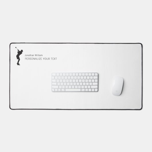 Minimalistischer Eleganter Golf Player Name Weiß h Schreibtischunterlage (Tastatur & Maus)