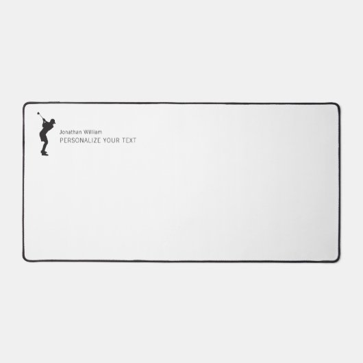 Minimalistischer Eleganter Golf Player Name Weiß h Schreibtischunterlage (Vorderseite)