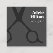 Minimalistischer Eleganter Grauschere Friseursalon Quadratische Visitenkarte (Vorderseite)