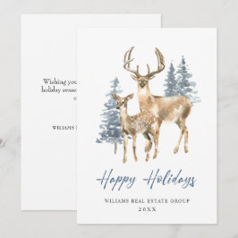 Minimalistischer Eleganter Hirschbaum Feiertagskarte